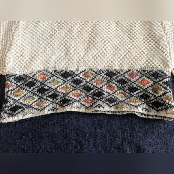 Chelsea & Violet Cream and Black Patterned Poncho With Fringe - Picture 4 of 5